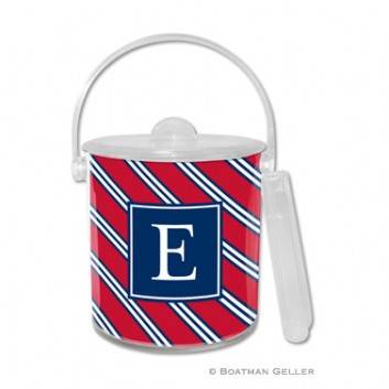 Ice Bucket – Repp Tie Red & Navy 1 Ice Bucket - Repp Tie Red & Navy