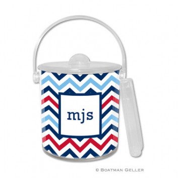 Ice Bucket – Chevron Blue & Red 1 Ice Bucket - Chevron Blue & Red