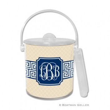 Ice Bucket – Greek Key Band Navy 1 Ice Bucket - Greek Key Band Navy