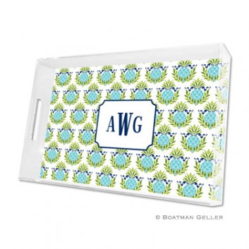 Lucite Tray – Pineapple Repeat Teal 1 Lucite Tray - Pineapple Repeat Teal
