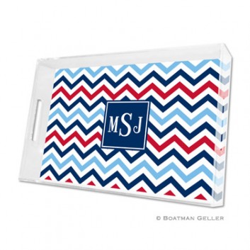 Lucite Tray – Chevron Blue & Red 1 Lucite Tray - Chevron Blue & Red