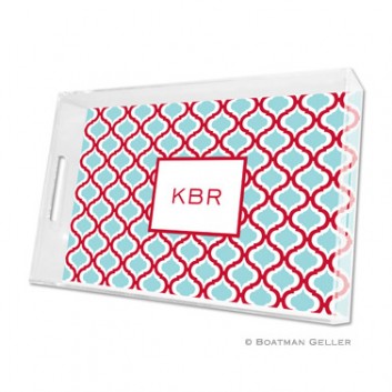 Lucite Tray – Kate Red & Teal 1 Lucite Tray - Kate Red & Teal