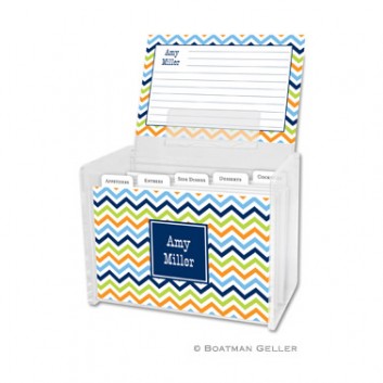 Recipe Box – Chevron Blue Orange & Lime 1 Recipe Box - Chevron Blue Orange & Lime