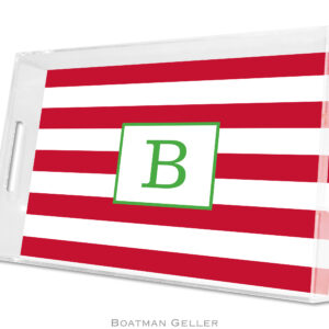 Lucite Tray - Awning Stripe Red