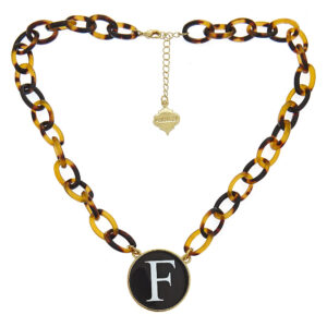 Monogrammed Darby Necklace Tortoise/Black