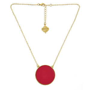 Enamel Soft Chain Necklace Gold/Pink