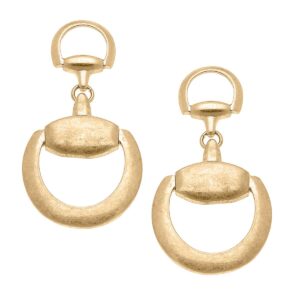 Adele Horsebit Drop Earrings In worn gold
