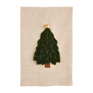 DARK GREEN VELVET TREE TOWEL