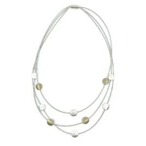 3 Strand Tiered Necklace with Silver and Gold Discs