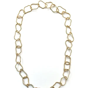 Long Gold BaroqueShaped Wire Chain Necklace